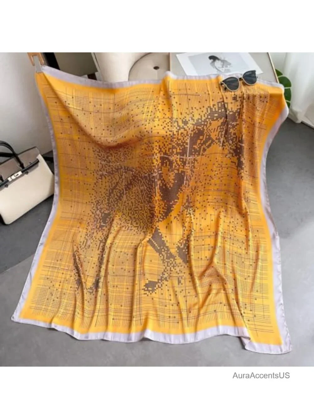 43x43 Large Square Silk Satin Scarf for Hair Wrapping Sleep Headwrap